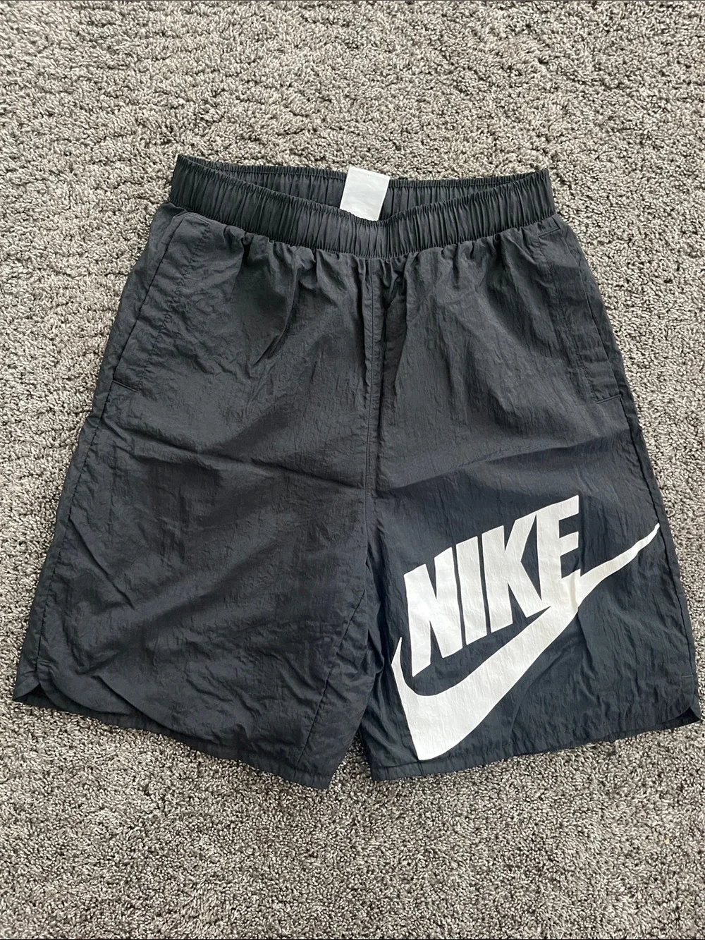Nike Boys Black Athletic Woven Shorts with White Swoosh Logo